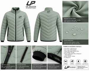 Custom Men's Lightweight <b>Quilted</b> Puffer Jacket Insulated <b>Winter</b> Zip-Up Outdoor Casual Polyester Coat OEM ODM Manufacturer - Product Image 5