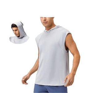 Camiseta sin Mangas con Capucha para Hombre, Color Sólido, Secado Rápido, Ajuste Deportivo, Tejido de Poliéster Transpirable, Ropa Casual, Logotipo Personalizado - Product Image 1