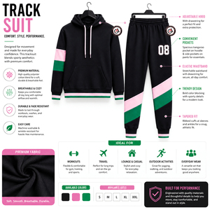Ensemble jogging et sweat à capuche GEEK APPARELS pour femme, vintage, 100 % coton molletonné, écologique, noir, rose, vert, numéro 08, vêtements de sport décontractés - Product Image 5