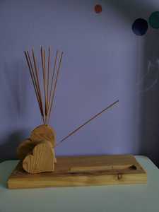 Wooden <b>Heart</b> Shape Incense Stand Burner with Hanging Design for Contemporary Home Decorative for Aromatic Use All Season - Product Image 3