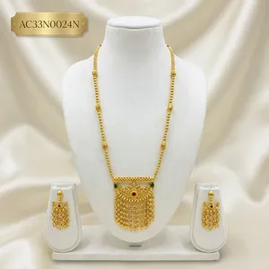 Collar con Colgante de Borla Estilo Religioso Chapado en Oro de 24K Clásico con Pendientes para Boda, Conjunto de Joyería para Mujer AC33N0024N - Product Image 1