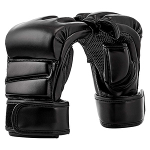 Guantes de MMA de Medio Dedo de Cuero y PU con Soporte de Muñeca de Gancho y Bucle, Ligeros para Boxeo, Entrenamiento de Artes Marciales, Saco de Boxeo, Unisex - Product Image 1
