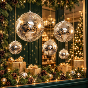 Jumbo Silver Disco <b>Ball</b> with Hanging Ring for Easy Installation Huge <b>Mirror</b> <b>Ball</b> Reflective Mosaic Party Decoration Event Venue - Product Image 6