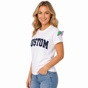 Camiseta de Manga Corta para Mujer, Cuello Redondo, Verano, Casual, Transpirable, de Alta Calidad, con Logotipo Bordado Personalizado - Product Image 2