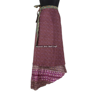 Indian Two Layer <b>Boho</b> Hippie Magic Sari Wrap <b>Skirt</b> 2 Layer Reversible Magic Silk Saris Wrap Long <b>Skirt</b> silk sari wrap <b>skirts</b> - Product Image 2
