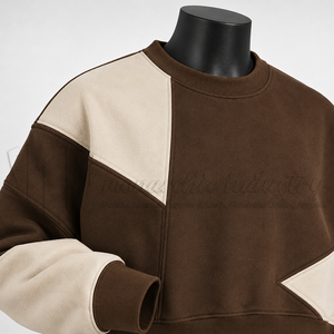 Sweat-shirt à col rond pour homme personnalisé, couleur unie, marron, sweat-shirt en molleton, fabricant OEM ODM en gros - Product Image 6