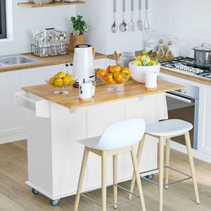 Carrello da Cucina Versatile con Ruote Bianche, Piano Ribaltabile, Portasciugamani/Portaspezie, Cassetti, Mobiletto, Design Moderno Portatile in MDF - Product Image 2