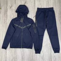 Ensemble de survêtement technique en polaire respirant et léger pour homme, avec logo personnalisé, sweat à capuche zippé et pantalon de jogging, coupe classique, vente en gros