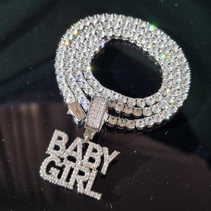 Collier Pendentif Personnalisé avec Initiales Serties de Diamants Moissanite, Style Hip Hop Bling, Bijoux pour Hommes - Product Image 2