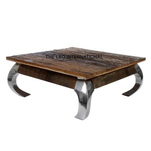Banc d'intérieur moderne en bois avec pieds carrés en aluminium, finition naturelle, caractéristique durable - Product Image 3