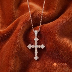 Rose Gold Plated Silver Charm Pendant Hip Hop Cross Design Moissanite Iced Engagement <b>Rapper</b> Necklace Luxury Streetwear Jewelry - Product Image 4