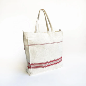 Sac shopping en toile de jute écologique imprimé sur mesure, avec poignée en cuir, fermeture éclair, motif lettres, pour usage quotidien. - Product Image 4