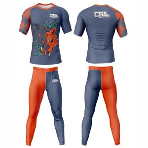 Ropa Deportiva MMA en Oferta, Rush Guard y Pantalones Cortos de BJJ, Tela Spandex Personalizada con Sublimación, Ropa de Compresión para Hombre - Product Image 1