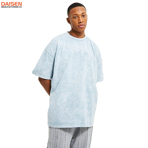 T-shirt oversize délavé à l'acide pour homme, style streetwear, coupe ample, en coton, manches courtes, design vierge personnalisable - Product Image 5