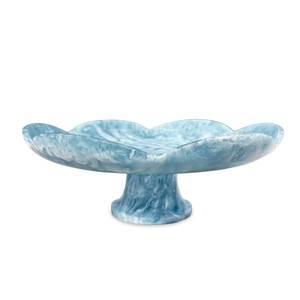 Assiette à gâteau en résine polie en forme de fleur, design moderne et luxueux, motif marbré bleu, écologique, pour mariages et fêtes - Product Image 1