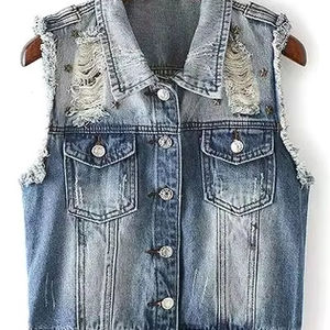 เสื้อกั๊กยีนส์วินเทจคุณภาพสูง ล้างสีแบบพิเศษ พร้อมกระดุมตกแต่ง เป็นมิตรต่อสิ่งแวดล้อมและระบายอากาศได้ดี เหมาะสำหรับฤดูร้อน ฤดูใบไม้ร่วง และฤดูหนาว - Product Image 2