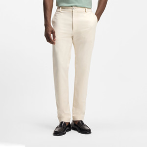 High Quality Men's Beige Cotton Chino <b>Pants</b> Straight Fit Mid Waist Casual Trousers With Side Pockets Button Closure <b>Summer</b> <b>Pants</b> - Product Image 3