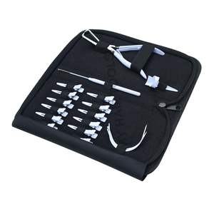 Kit d'outils professionnels pour extensions de cheveux avec étui blanc, comprenant un outil de retrait de perles pour extensions, un crochet de tirage et des pinces de coiffage - Product Image 1
