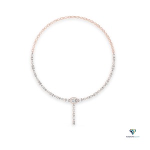 Collier en or rose 14,27 carats avec diamants de laboratoire de formes multiples ovales, pendentif goutte audacieux en or massif 14 carats - Product Image 1
