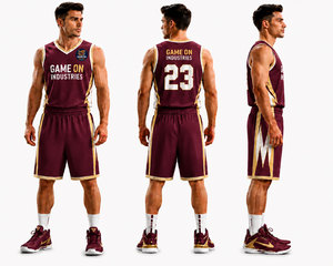 Créez votre propre uniforme de basketball imprimé par sublimation, personnalisé pour votre équipe, léger, respirant, à séchage rapide, écologique, col en V - Product Image 1