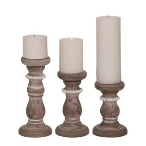 เชิงเทียนไม้สไตล์บ้านไร่แบบเรียบง่าย ของตกแต่งสำหรับบ้านสมัยใหม่ - Product Image 1