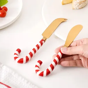 Elegant and Durable Red White Enamel Jelly Pattern Butter Knife Gold Stainless Steel High-Quality Hotel and Giftware <b>Flatware</b> - Product Image 3