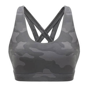 Sujetador deportivo de fitness para mujer al por mayor, transpirable, con soporte alto cruzado, acolchado, sin costuras, push-up, para yoga y entrenamiento. - Product Image 1