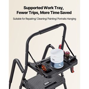Portable Steel Folding <b>Step</b> <b>Stool</b> Anti-Slip Pedal Tool Tray Dual Side Handrails 5 Wide <b>Steps</b> 600 Lbs Capacity 600 Lbs Capacity - Product Image 6