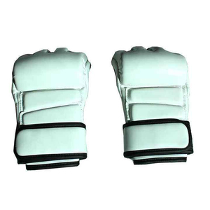 ถุงมือชกมวย MMA หนังแท้ครึ่งนิ้ว ราคาสมเหตุสมผล พร้อมที่จับมือ  รับสกรีนโลโก้  ชุดศิลปะการต่อสู้ สีพื้น - Product Image 4