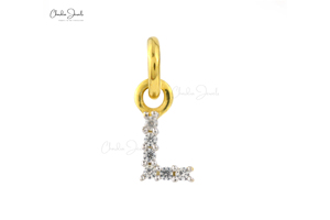 Elegant L Initial Pendant Natural 0.9MM Round Cut White Zircon Alphabet Pendant in 925 Sterling Silver Fine Jewelry for Women - Product Image 1