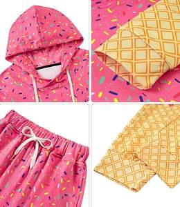 Ensemble de survêtement Ice Cream Hoodie 2 pièces, sweat-shirt à capuche décontracté et pantalon de jogging, tenue de sport - Product Image 6
