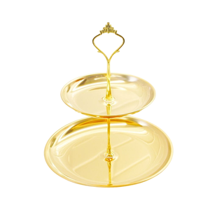 Great Quality Round Decorative Serving Platter Wholesale 2 Tier Brass Finish Metal Cake <b>Stand</b> With Handle For Dessert & <b>Cupcakes</b> - Product Image 3