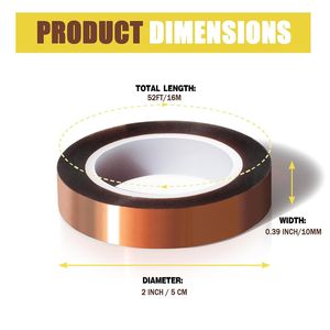 4 Rollos de Cinta de Transferencia de Calor Resistente a Altas Temperaturas de 10 mm x 16 m (52 pies), Cintas para Sublimación y Películas Electrónicas - Product Image 3