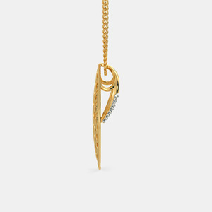 Collier pendentif en or jaune géométrique en forme de goutte d'eau avec diamant de laboratoire - Product Image 3