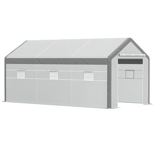 Invernadero Grande de 20 Pies de Largo x 10 Pies de Ancho x 9 Pies de Alto con Puerta Enrollable, 8 Ventanas Cerrables, Cubierta de Vidrio Templado y Polietileno Resistente a la Intemperie - Product Image 1