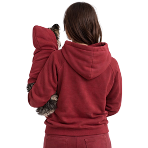 เสื้อฮู้ดสำหรับสุนัขและเจ้าของ ชุดคู่รักแสนสบาย ทันสมัย ใส่ได้ทั้งสัตว์เลี้ยงและคน สีเบอร์กันดี - Product Image 2