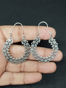 Oferta Especial: Par de Pendientes de Aro Vintage con Filigrana, Pendientes de Aro Tallados en Plata y Latón, Joyería al por Mayor - Product Image 1