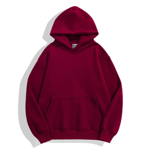 Men's <b>Black</b> Oversized Hooded <b>Sweatshirt</b> Solid Color 100% CottonCasual Pullover with Front Pocket - Product Image 4