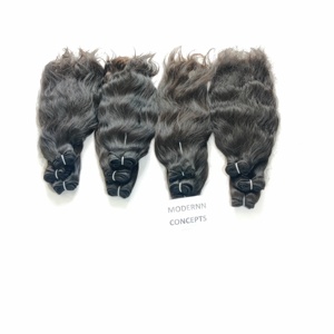 Cambodian Indian Natural Straight Raw Machine Weft Hair Black color Hair Natural Looking Wavy Human Hair Extensions - Product Image 4