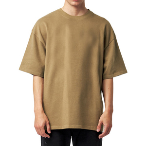 T-shirt décontracté pour homme, coupe classique, couleur unie, manches courtes, col rond, jersey de coton anti-plis, 320g - Product Image 1