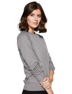 Sudadera de Manga Larga con Cuello Redondo Gris para Mujer, con Bolsillos, Transpirable, de Punto, Informal, de Verano, 100% Algodón, Manga Larga - Product Image 3