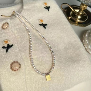 Collar de Perlas de Agua Dulce de 4-5 mm con Cielo Estrellado y Cierre de Oro de 18K, Exquisita Cadena de Cristal Transparente de Zhuji con Colgante Fino - Product Image 2