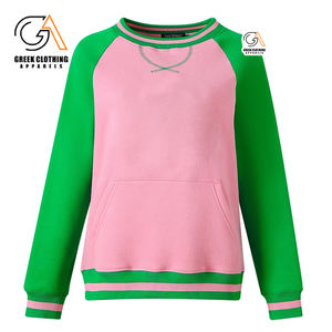 Vente en gros de vêtements Alpha Kapa pour femmes, sweat-shirt court à manches longues en polaire uni pour l'hiver, style streetwear - Product Image 2