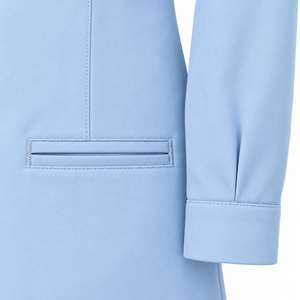 Blouse Médicale Bleu Glacé Col Montant Cinq Boutons Personnalisable Vente en Gros Unisexe Uniforme Médical Tenue de Travail Soins de Santé Poches Plissées - Product Image 5