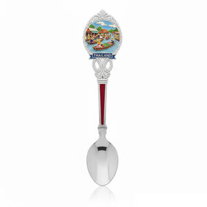 Recuerdos Turísticos de la Tailandia con Lugares Famosos, Cuchara de Metal Plateada Personalizada con Impresión Digital - Product Image 3
