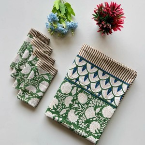 Serviettes en coton imprimées vintage, style bohème, décoration de table, motif vert blanc bleu, forme rectangulaire, usage domestique - Product Image 3