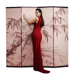 Robe longue moulante bordeaux sexy, robe rouge élégante et puissante, OEM ODM, prête à être expédiée - Product Image 1