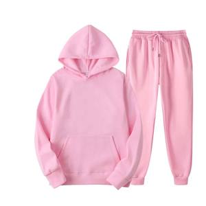 Unisex <b>Purple</b> Hooded Tracksuit Set Solid Color Cotton Sweatshirt Jogger Pants Drawstring Casual Winter Streetwear Reversible - Product Image 2