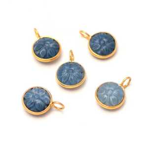 Natural Blue Opal Flower Pendant 925 Sterling <b>Silver</b> Gemstone Jewelry Hand Carved Blue Opal <b>Charm</b> Natural Stone Pendant Jewelry - Product Image 1
