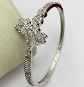 Wonderful Design Fancy American Diamond Silver Finish Bracelet for Women Girls AD Stones Zircon Royal <b>Charm</b> Bracelet For Women - Product Image 2